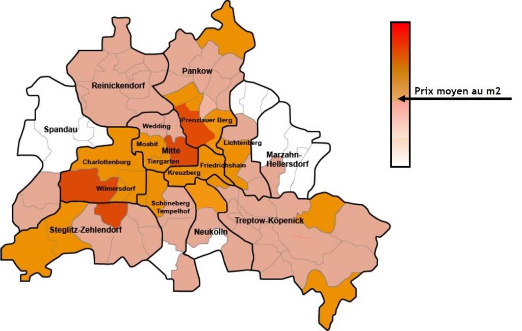 Carte des prix immobiliers à Berlin