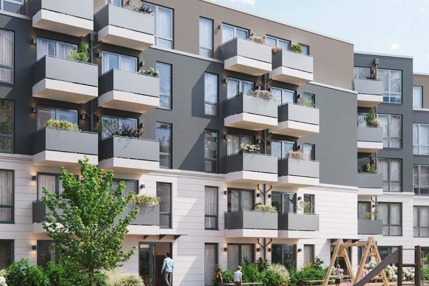 View on exterior and balconies in the backyard in Berlin Wedding