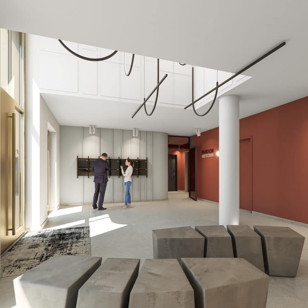 Entrance hall of Midtown Pandion in Berlin